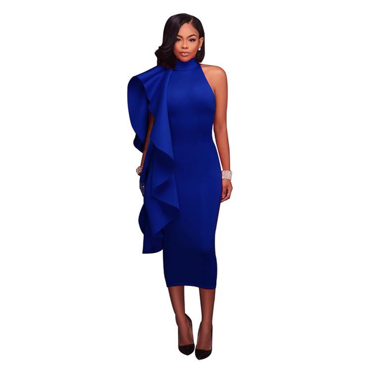 women party dress irregular length ruffles event night