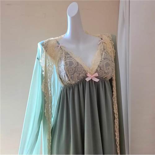 Large size fat girls mesh pajamas female suspenders