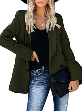 loose button jacket outer color temperament long-sleeved