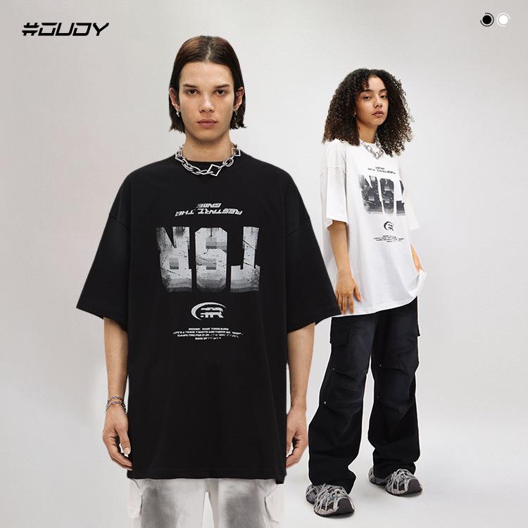 T-shirt short-sleeved trendy loose pattern inverted text