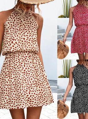 Sexy off-the-shoulder halter neck dress with short skirt