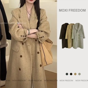 魔西MOXI【布拉格】24新款正肩气质复古双面羊毛呢子大衣外套女装