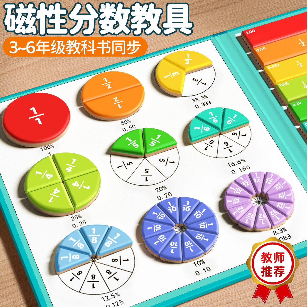 三年级分数教具【磁性分数盘】