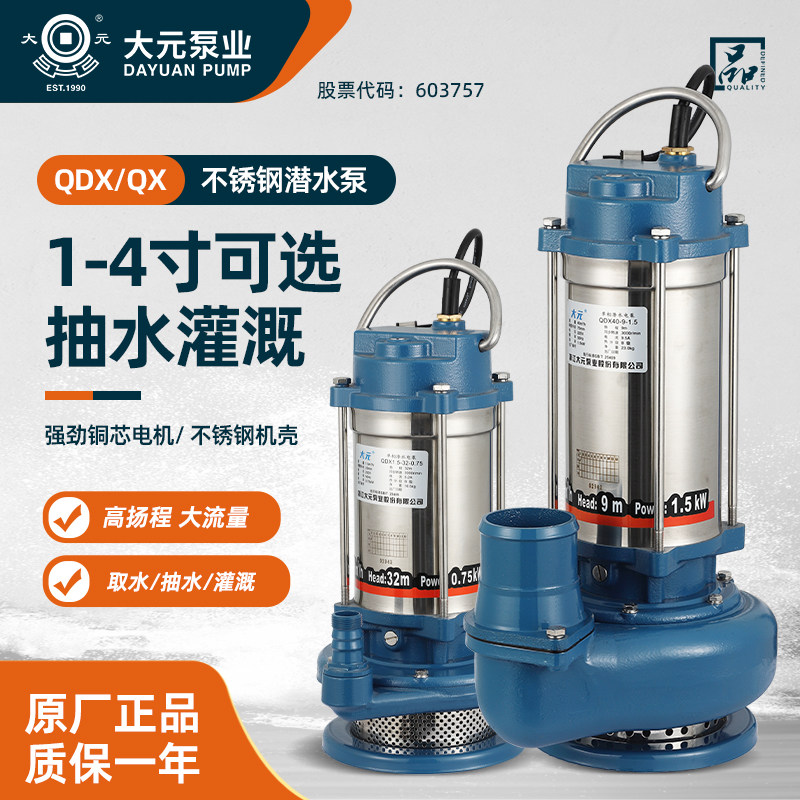 大元不锈钢潜水泵大流量220/380V