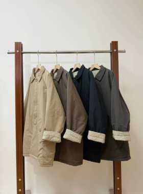 2025秋冬季新款阔版撞色翻领中长款棉服外套大衣女1011 G101111