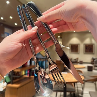 超高级质感！巨厚高端酒店牛排刀叉勺餐具304不锈钢西餐厅三件套