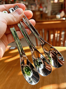 316不锈钢元宝勺家用小孩喂饭勺汤勺喝汤勺吃饭勺子高级儿童勺子