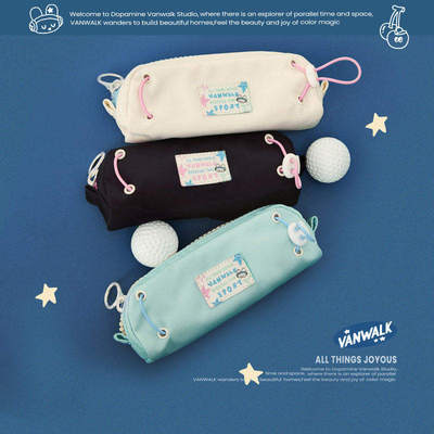 VANWALK运动系列 自制小众高颜值笔袋便携拉链帆布收纳卡包文具袋