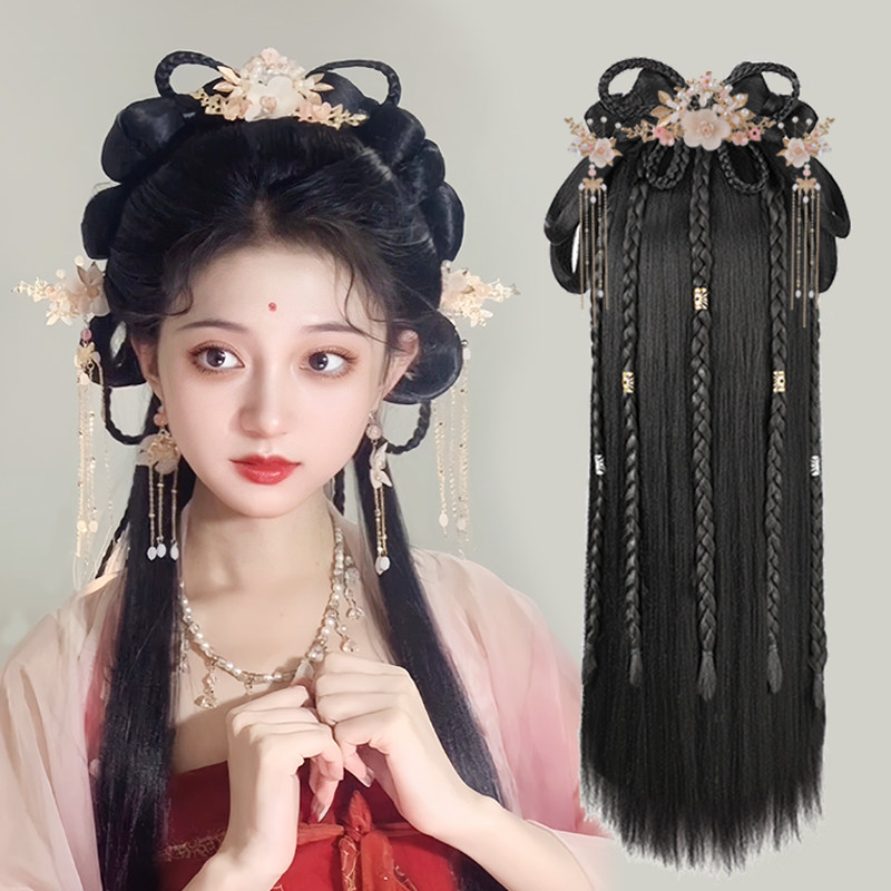 汉服头饰一体式懒人古装仙气假发全套发饰古风发髻盘发造型垫发包