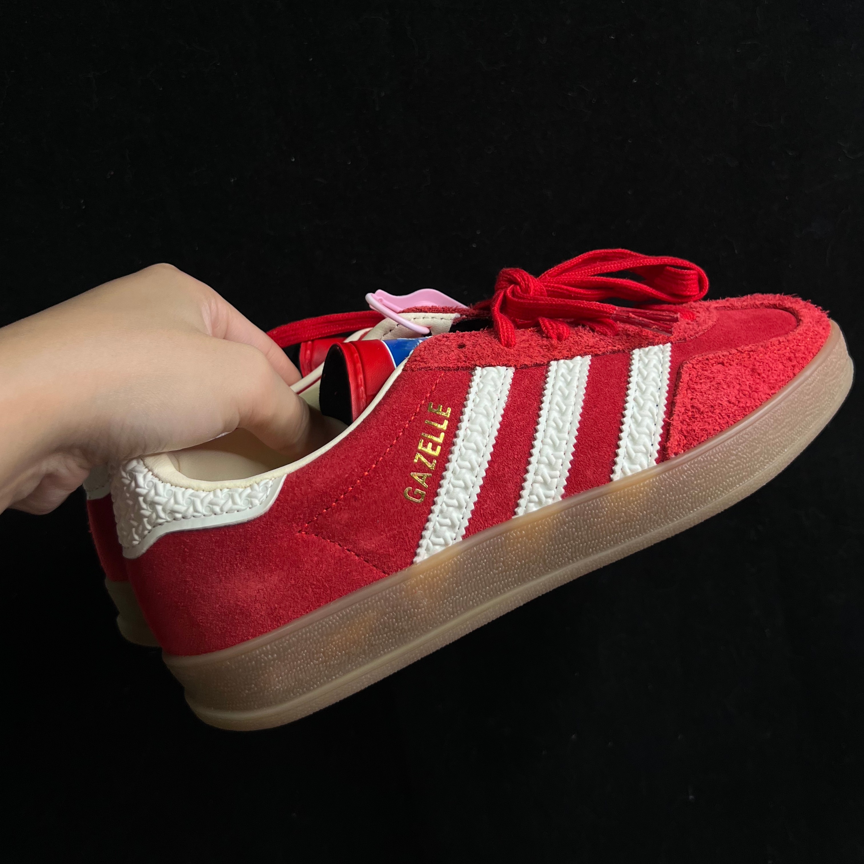 gazelle男女鞋红白德训鞋浅猩红复古白粉休闲低帮白蓝板鞋IF1808
