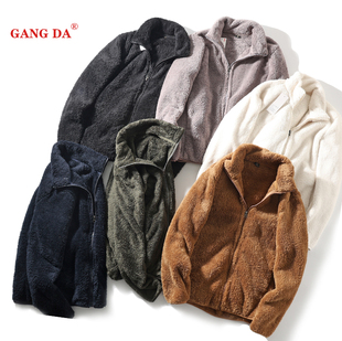 同款！双面仿羊羔绒！秋冬男士立领加绒保暖卫衣外套毛毛衣