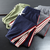 日系休闲束脚卫裤 束脚休闲裤 潮 撞色织带男士 双面蓄热保暖摇粒绒