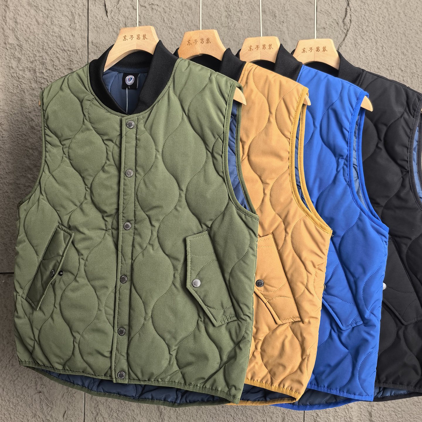 叠穿神器！户外秋冬男士菱格绗缝加厚保暖背心立领休闲慵懒风马甲,男装,常规马甲,淘宝优惠券,粉丝福利购,淘宝优惠卷