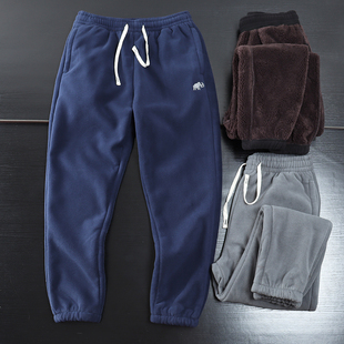 卫裤 420g复合摇粒绒 日系休闲舒棉绒毛毛裤 加绒加厚 刺绣情侣款