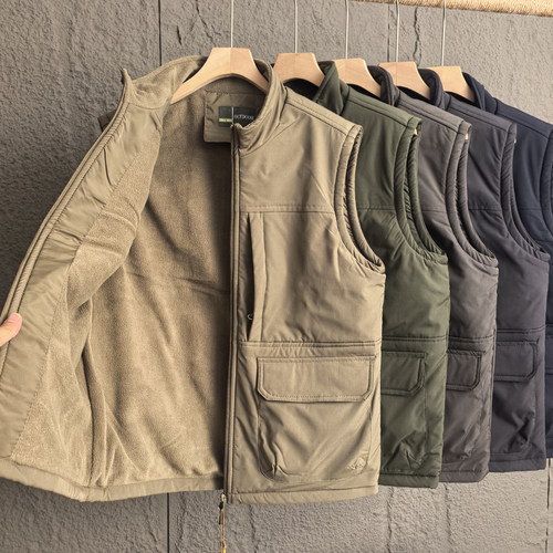 美式工装风加绒厚款立领马甲