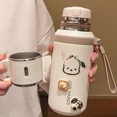 保温杯女生高颜值新款2025大容量泡茶杯学生上学专用水杯便携水杯