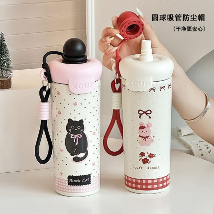 水杯女新款2025高颜值保温杯大容量吸管杯学生上学专用冰霸茶杯子