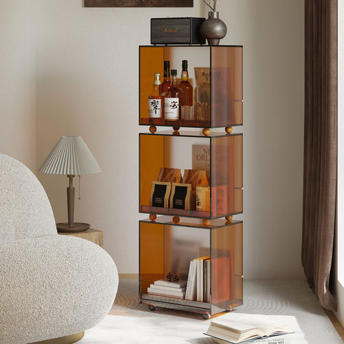 亚克力中古风可移动多层沙发边柜