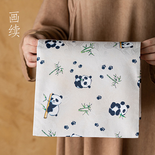 禅意防水干泡垫子茶盘垫复古布艺长方形 画续香云纱熊猫茶席新中式