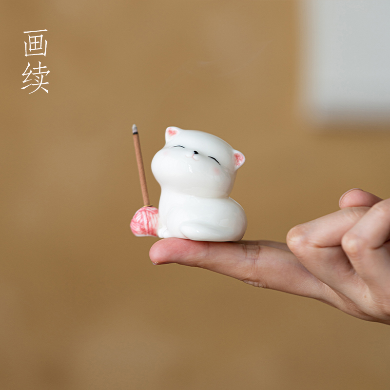创意小猫咪陶瓷线香香座