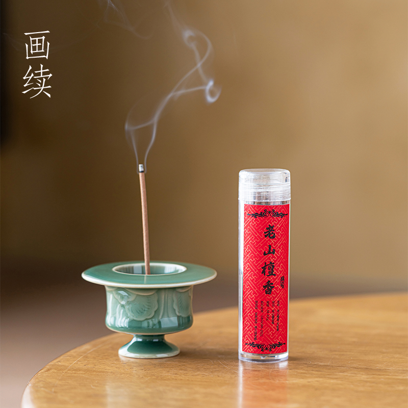 画续古典莲纹高足小香炉