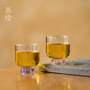 主人杯品茗杯功夫茶杯清酒杯家用茶具 画续高硼硅玻璃杯茶杯礼装