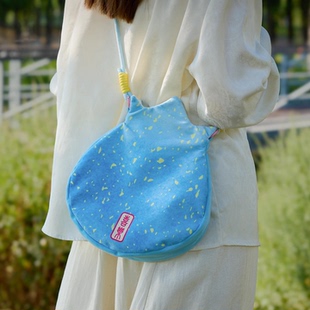 国风加厚耐磨石榴尊斜挎包女中式 文艺帆布袋大容量单肩通勤包袋