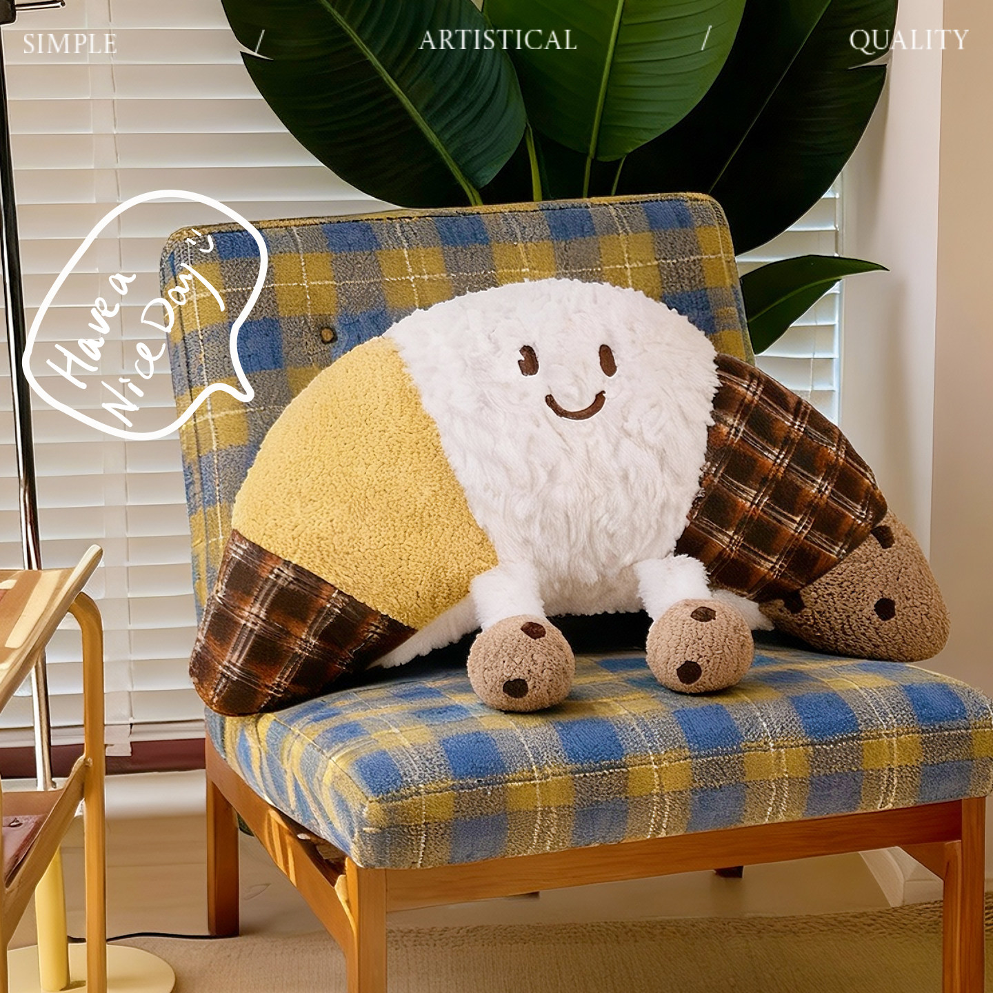 牛角包抱枕可爱面包靠枕抱枕被子治愈沙发床头靠垫礼物办公室盖毯 - 美若晨曦旗舰店出品