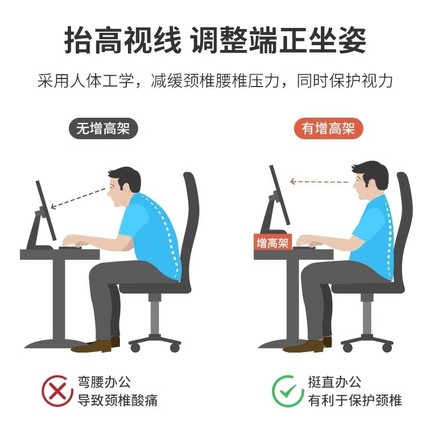 转角电脑增高架台式显示器屏幕架子三角办公室桌面工位整理神器