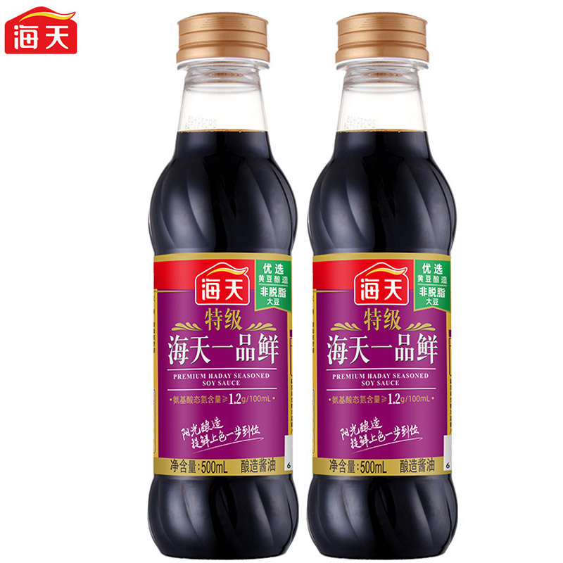 海天特级一品鲜酱油500ml 家庭日常酱油凉拌海鲜小炒提鲜调味生抽