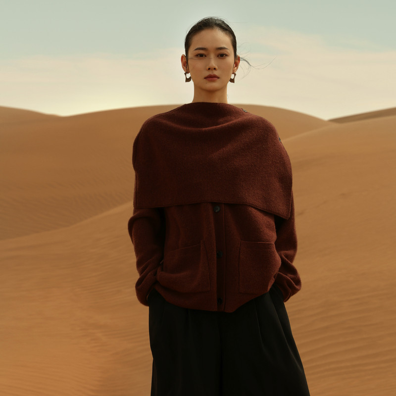 黑标BAIZHUO春季新款休闲简约廓形羊毛针织衫+披肩套装AZ44KS313,女装/女士精品,毛针织衫,淘宝优惠券,粉丝福利购,淘宝优惠卷