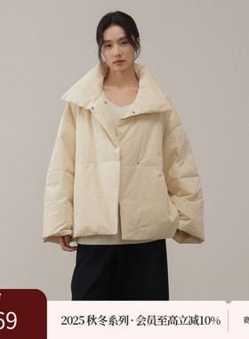 AIRIQI商场同款25冬新款休闲复古落肩廓形翻领羽绒服女AX54YR001