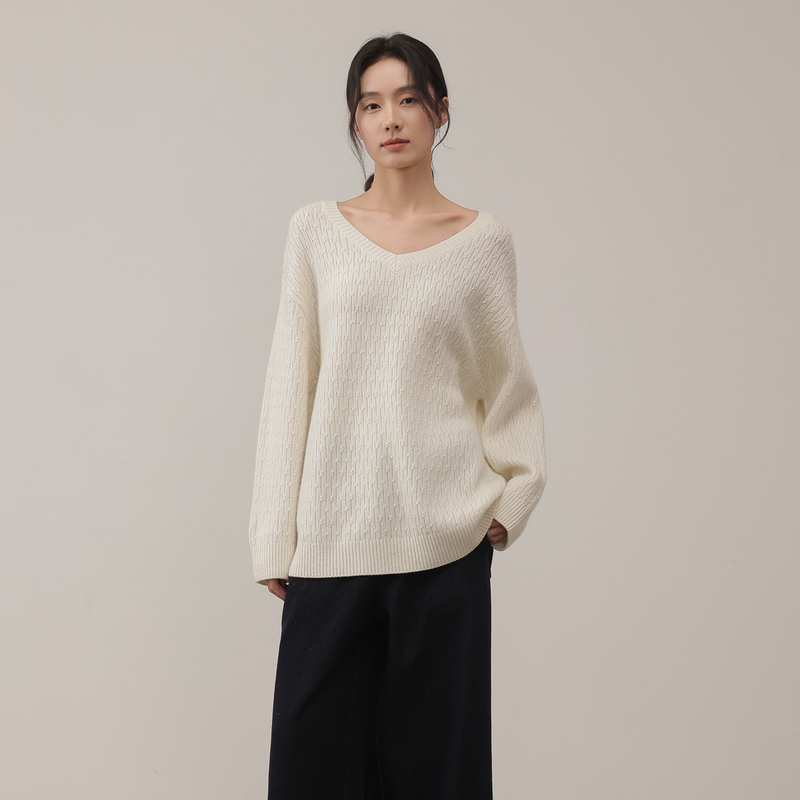 AIRIQI25冬新款V领羊毛针织衫