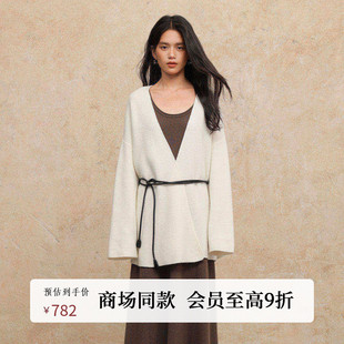 女AZ53KS285 休闲V领全羊毛针织开衫 黑标BAIZHUO商场同款 25秋新款