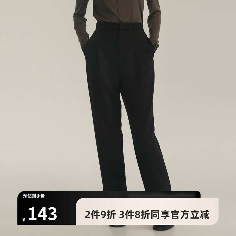 AIRIQI冬季新款休闲风直筒裤西裤女气质垂感通勤裤子女AH34