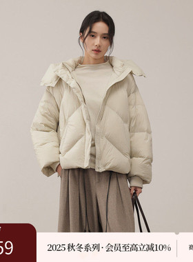AIRIQI商场同款25冬新款休闲高蓬松宽松连帽短款羽绒服AX54YR016