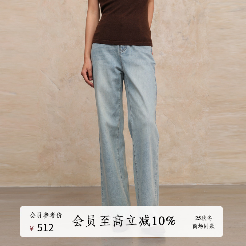 AIRIQI25秋新款简约阔腿牛仔裤