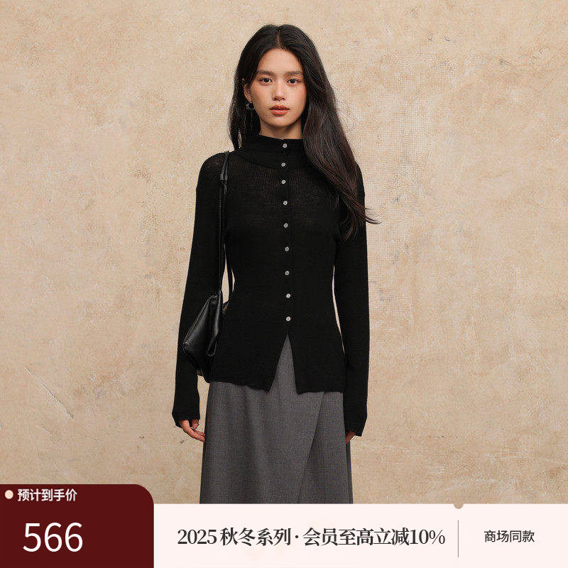 黑标BAIZHUO商场同款25秋新款堆叠高领长袖羊毛针织开衫AZ53KS377,女装/女士精品,毛针织衫,淘宝优惠券,粉丝福利购,淘宝优惠卷