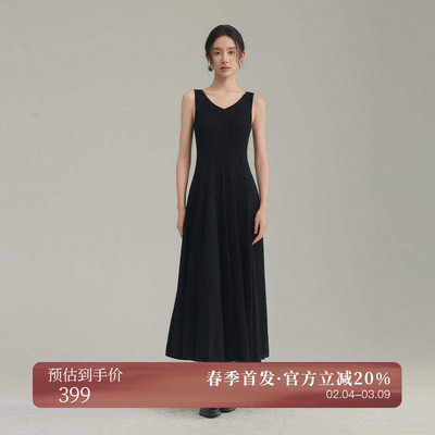 AIRIQI春季新款无袖A摆连衣裙