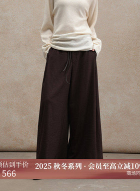 黑标BAIZHUO商场同款25冬新款通勤感抽绳腰带条纹休闲裤AZ54CK506