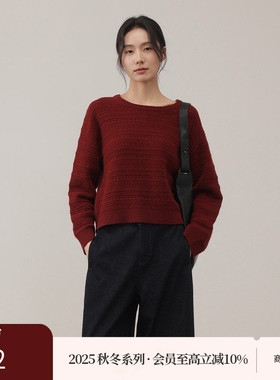 AIRIQI商场同款25冬新款休闲宽松落肩钩花设计感针织衫AX54MS447