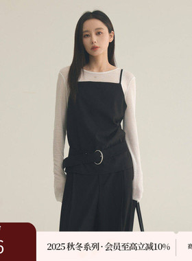 AIRIQI商场同款25秋新款休闲通勤一字领捏褶设计感背心AX53BX186