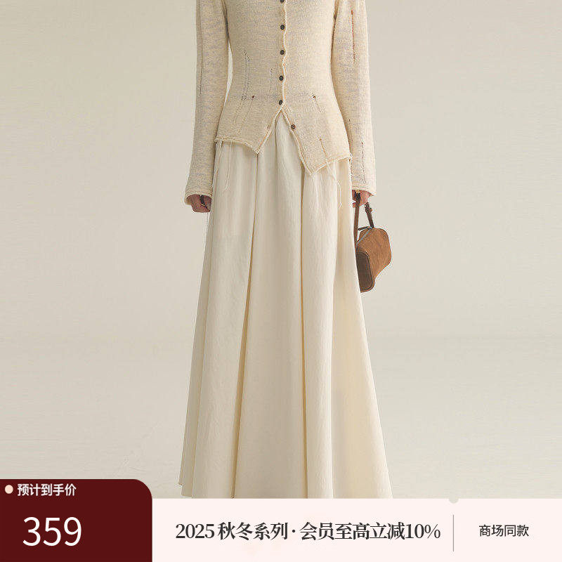 AIRIQI商场同款25秋新款简约复古A字碎褶垂坠感半身裙女AY53BQ091,女装/女士精品,半身裙,淘宝优惠券,粉丝福利购,淘宝优惠卷