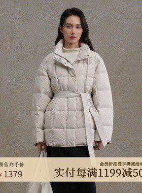 AIRIQI商场同款25冬新款宽松立体高领方格绗缝羽绒服女AX54YR271