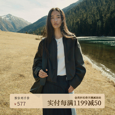 AIRIQI26春新款翻领收腰短款外套