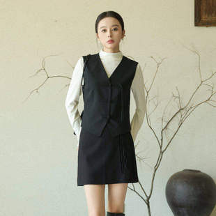 松弛感盘扣门襟宽松马夹外套AZ43MJ201 新中式 黑标BAIZHUO秋季 新款