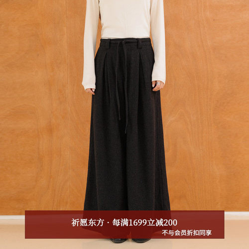 AIRIQI25冬新款阔腿羊毛休闲裤