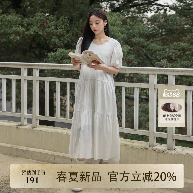 AIRIQI夏季新款简约泡泡袖不规则设计夏日绝美小连衣裙AY52LQ183