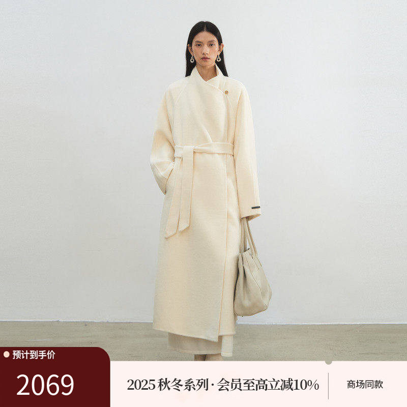 AIRIQI商场同款25冬新款廓形翻领含腰带羊毛双面呢大衣AH5