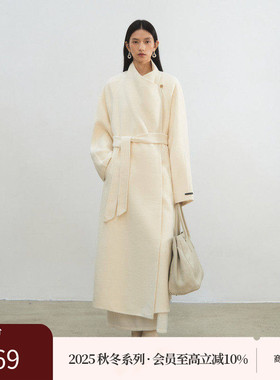 AIRIQI商场同款25冬新款廓形翻领含腰带羊毛双面呢大衣AH54DY090